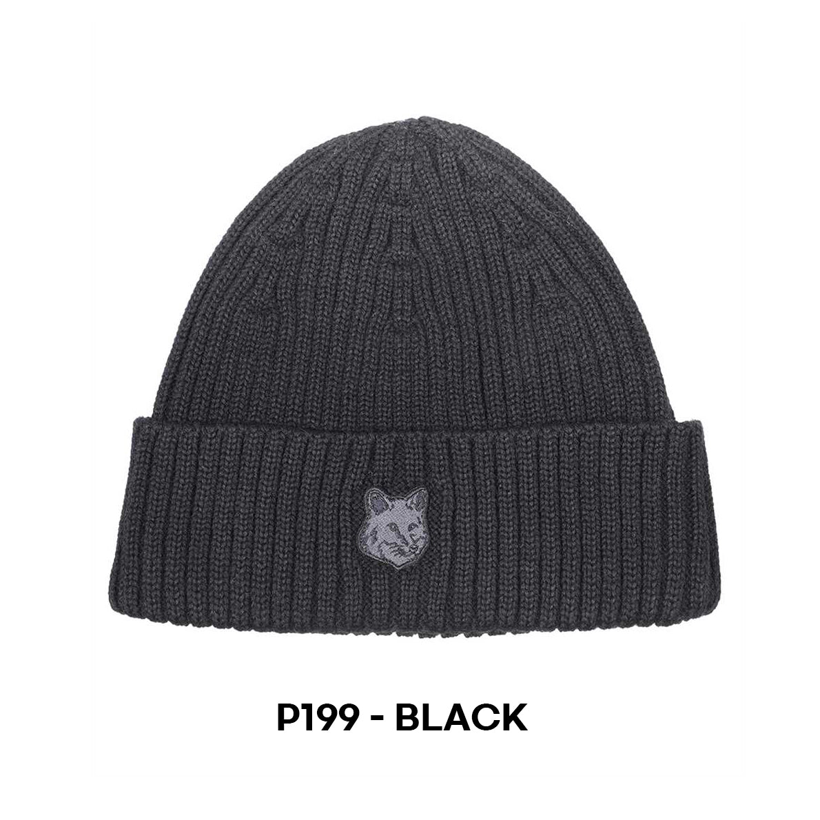 Maison Kitsuné Wool Ribbed Fox Head Beanie (LM06111KT1022)