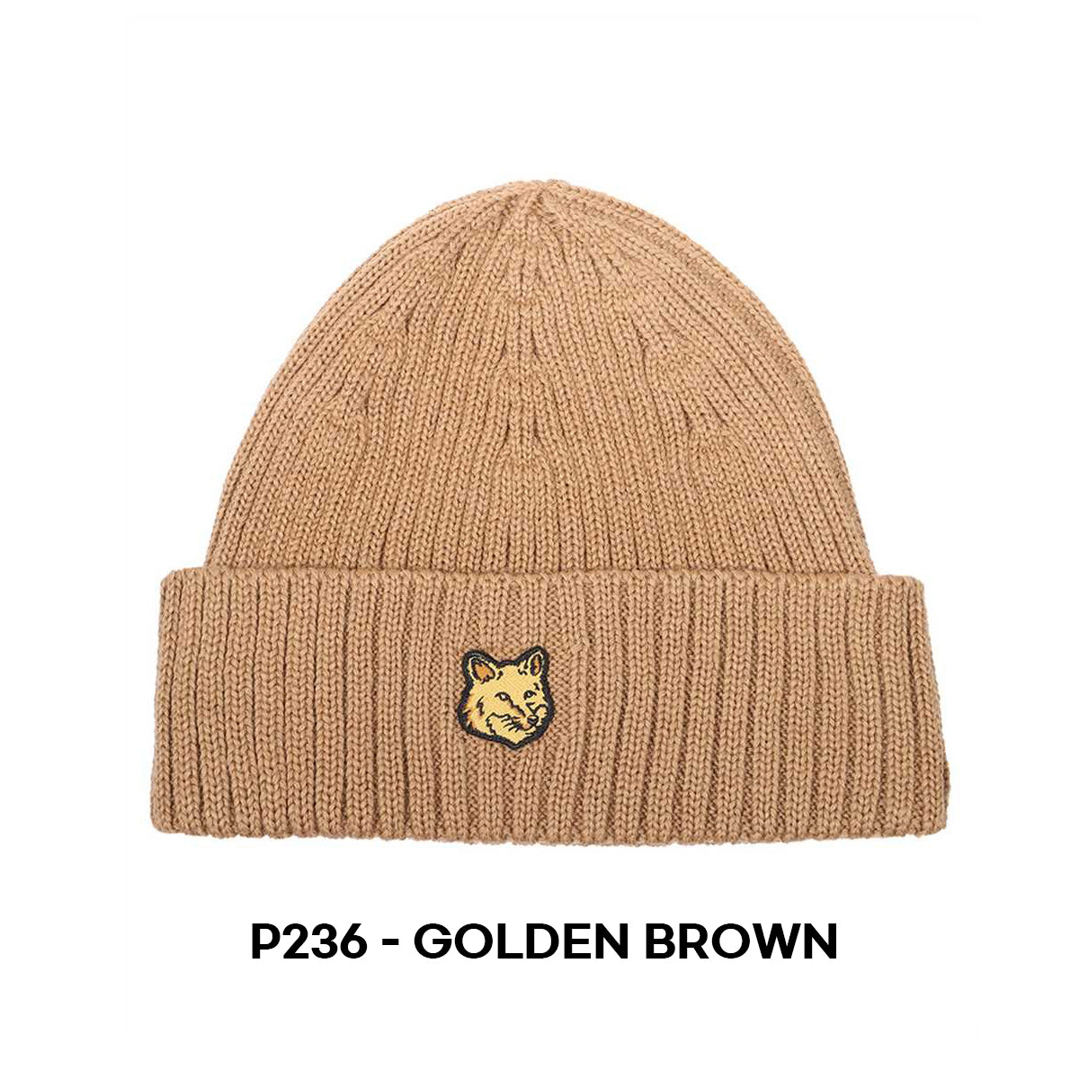 Maison Kitsuné Wool Ribbed Fox Head Beanie (LM06111KT1022)