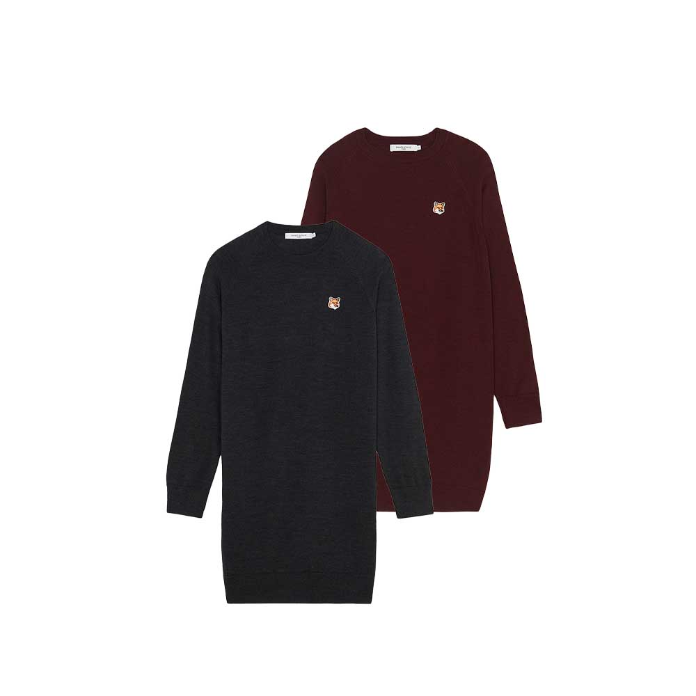 Maison Kitsuné Fox Head Patch Knit Dress (JW01625KT1036)