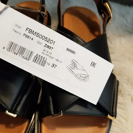 Marni Fussbett Leather Cross-Strap Sandals (FBMS005201 P3614)