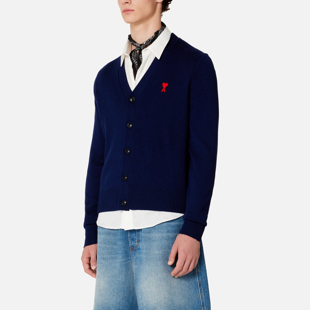 AMI Small Heart Wool Cardigan (HKC001.L001)