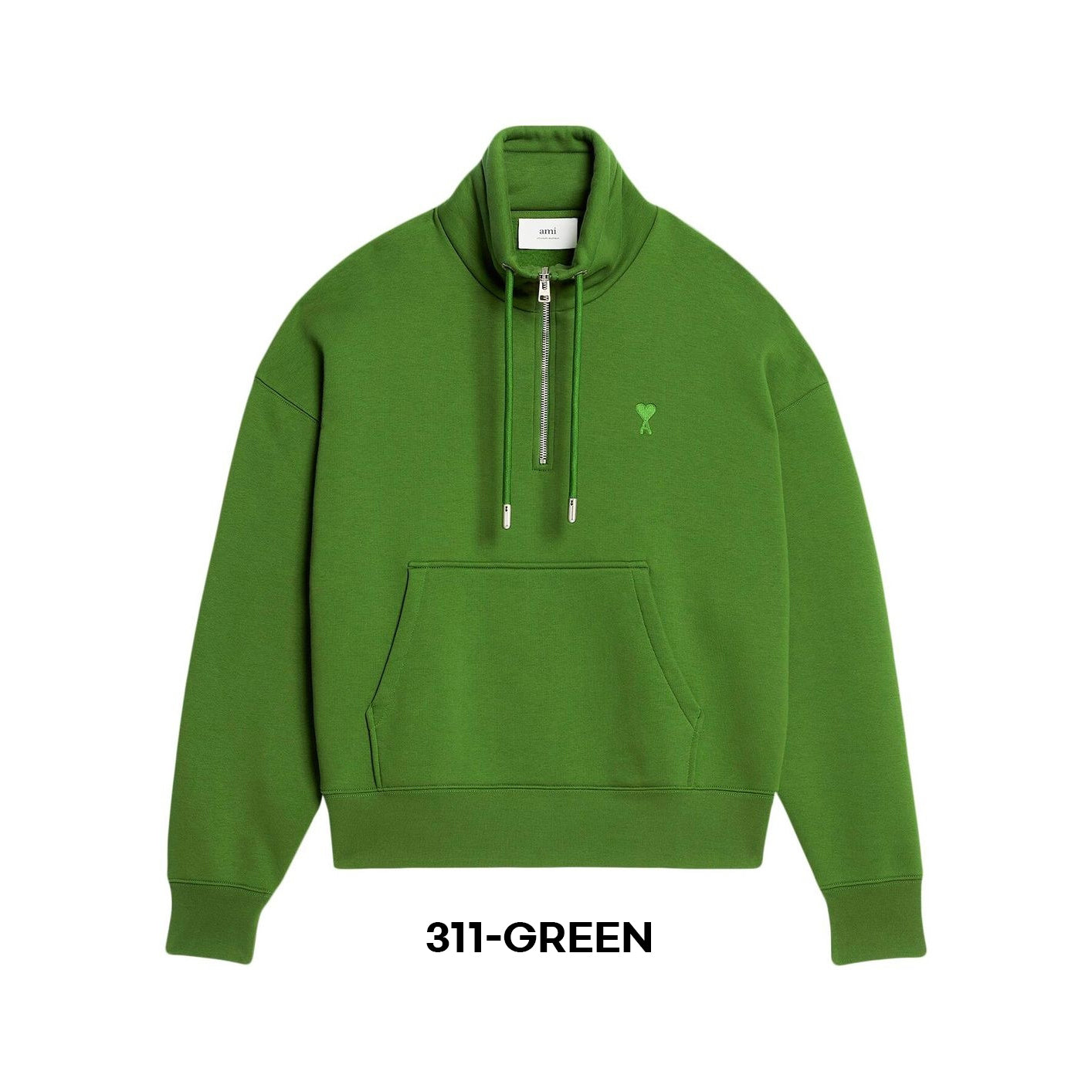 AMI Small Heart Logo Half Zipped Sweatshirt (USW512.740)