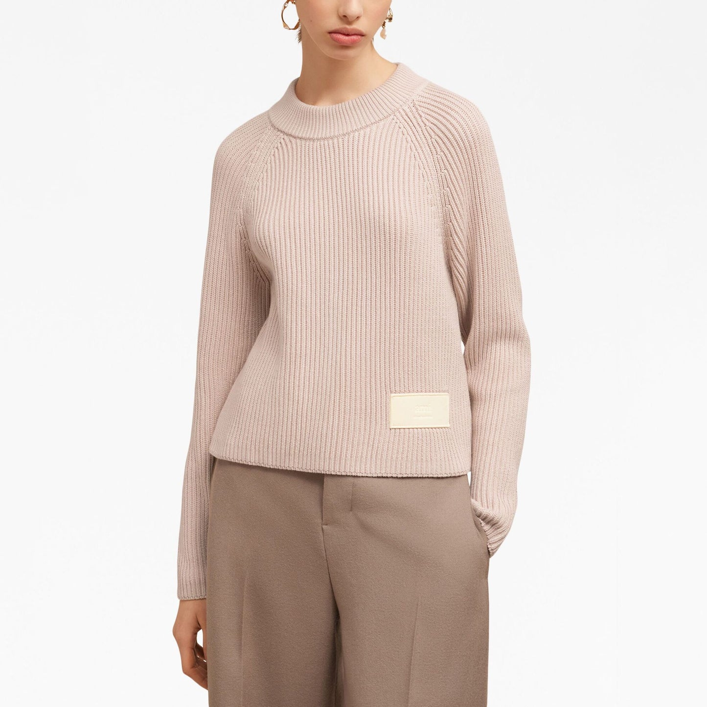 AMI Paris Ribbed Wool Patch Logo Sweater (FKS024.KN0031)