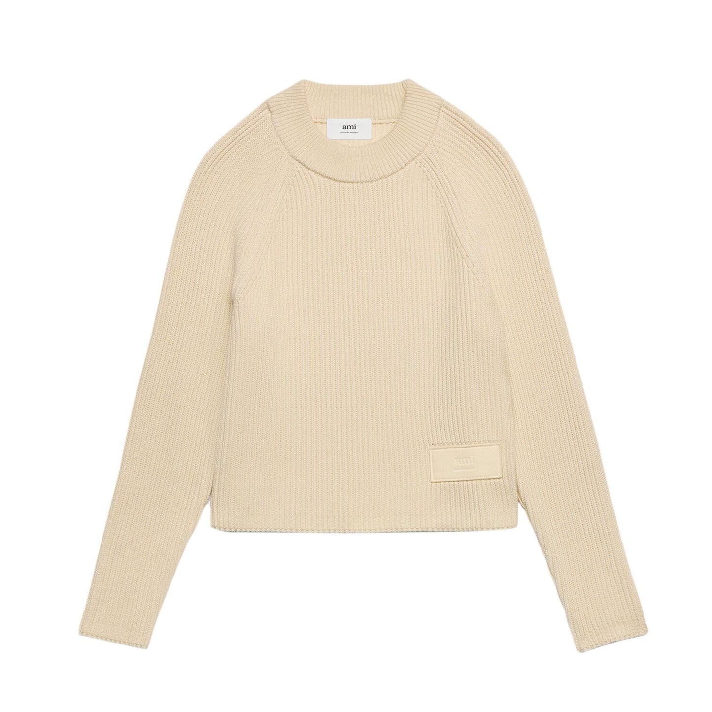 AMI Paris Ribbed Wool Patch Logo Sweater (FKS024.KN0031)