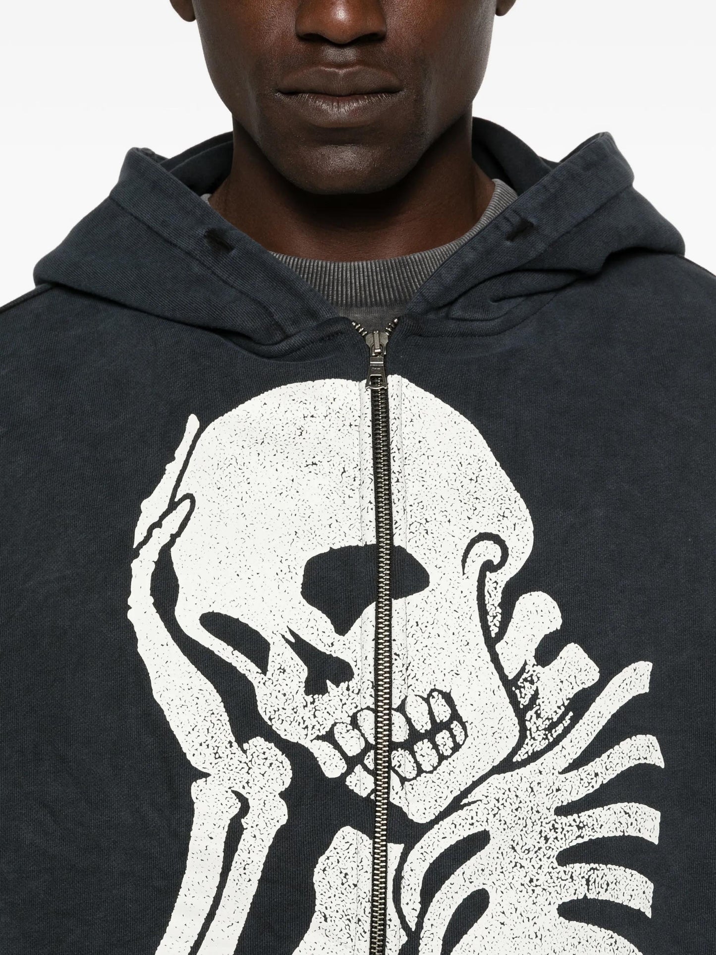 Palm Angels Skull Zipped Loose Hoodie PMBE02AS26FLE005