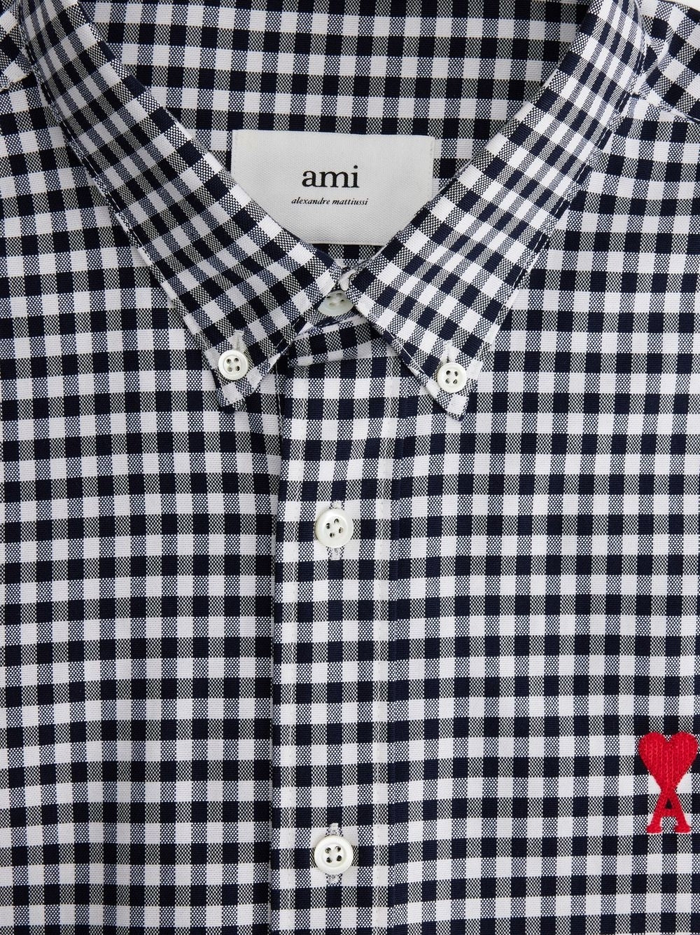 AMI Paris Heart Embroidery Gingham Shirt (HSH113.CO0023)