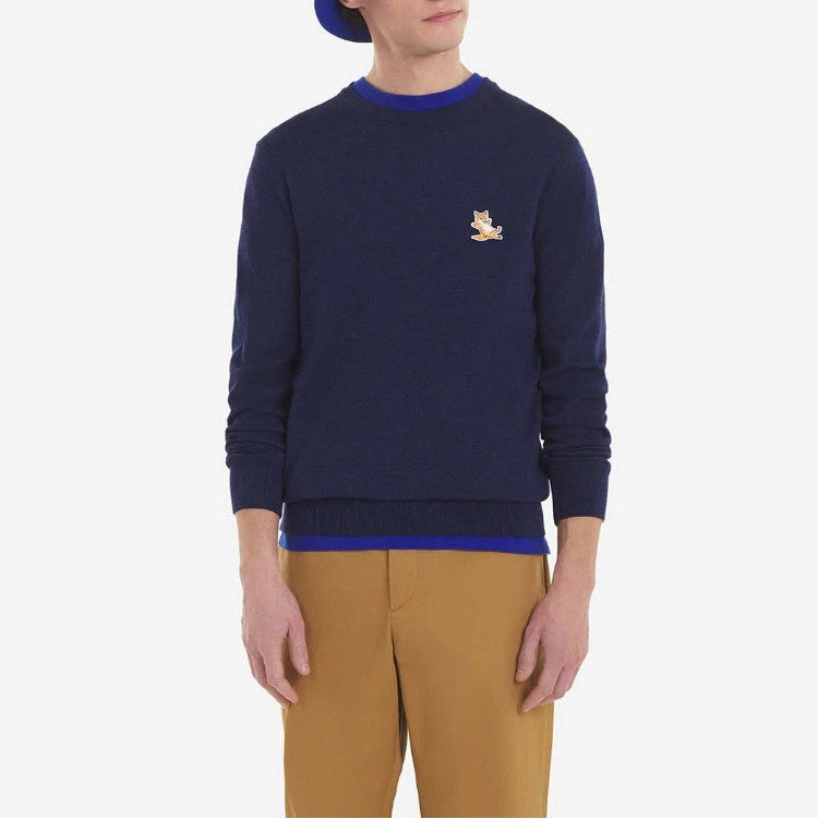 Maison Kitsuné Chillax Fox Patch R-Neck Sweatshirt (MW00321KM0001)