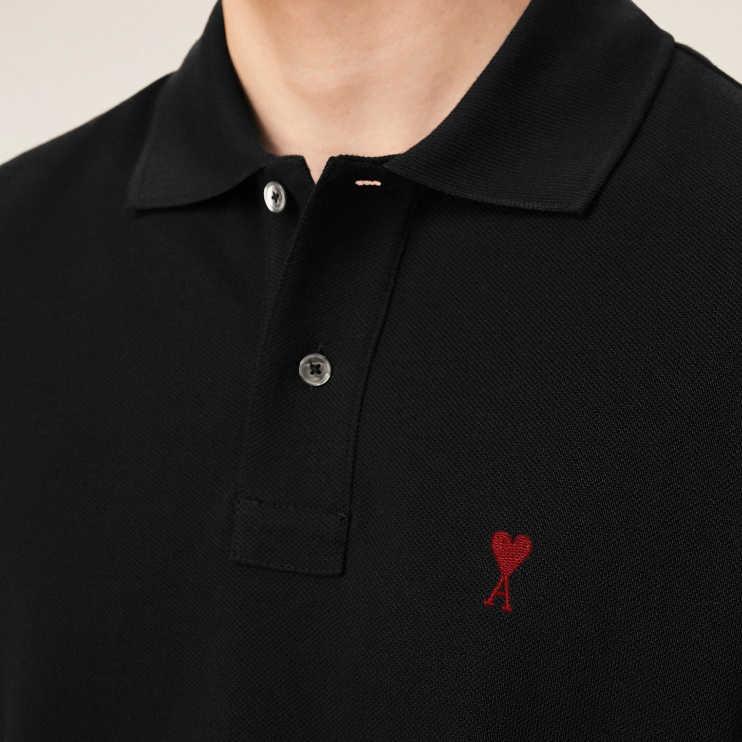 AMI Paris Red Ami de Coeur Polo Shirt BFUPL001.760 Black