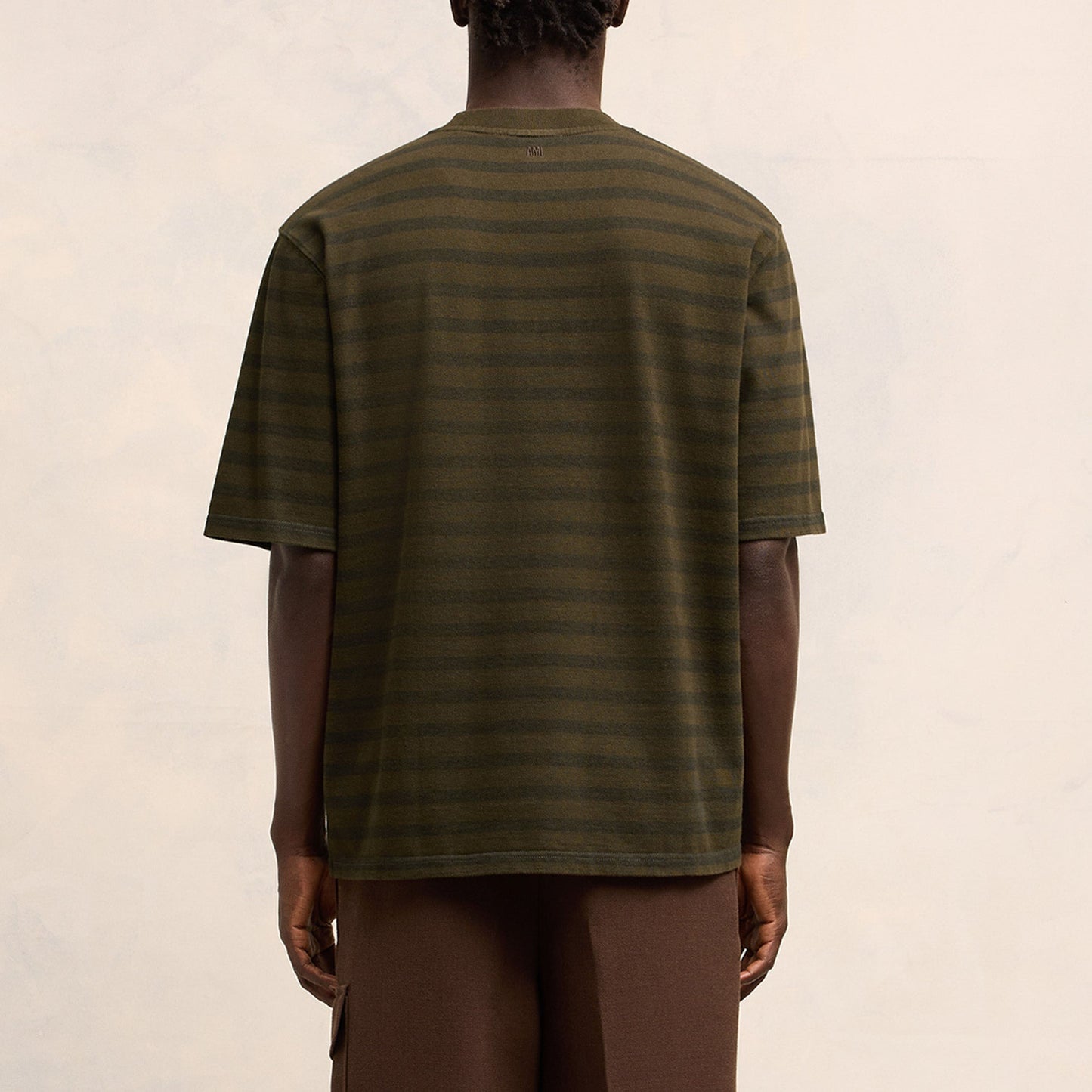 AMI Paris Oversized Stripe Logo Patch T-Shirt (HTS045.JE0084)