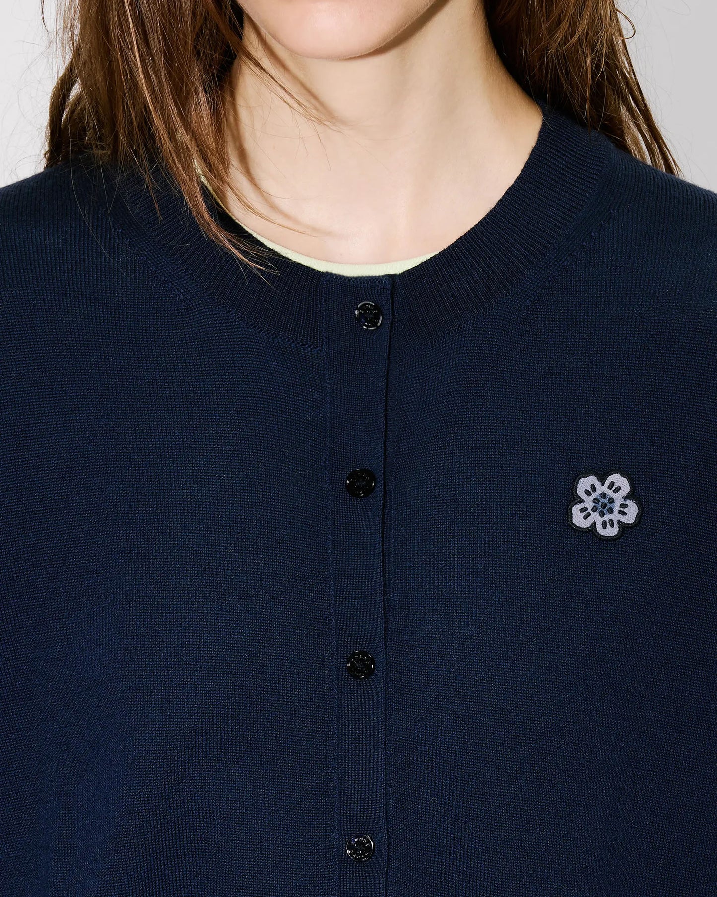 Kenzo Boke Flower Embroidered Merino Wool Cardigan (FG52CA7293LB)