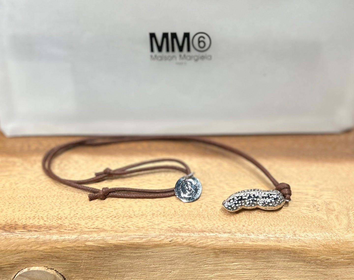 Maison Margiela 6 Silver Charm Leather Necklace (SM6UU0026)