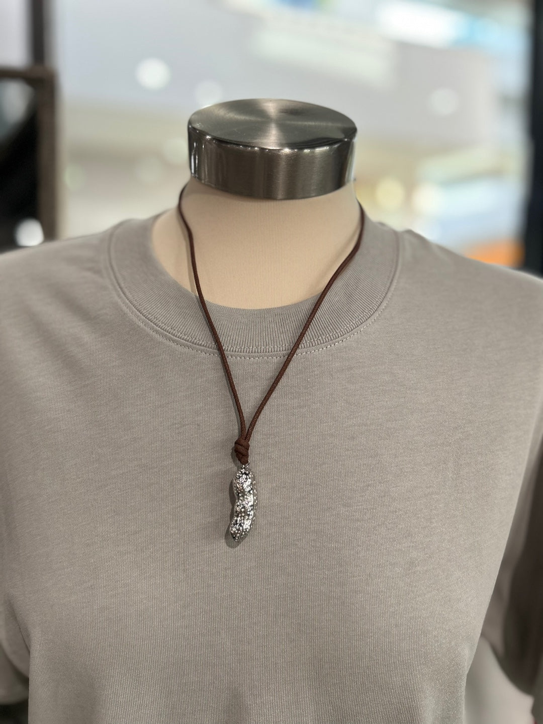 Maison Margiela 6 Silver Charm Leather Necklace (SM6UU0026)