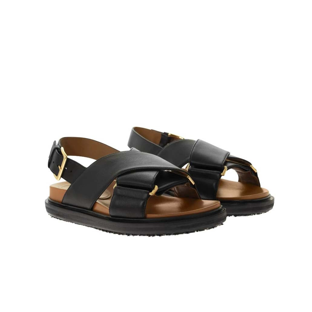 MARNI FUSSBETT CRISSCROSS LEATHER SANDALS (FBMS005201)