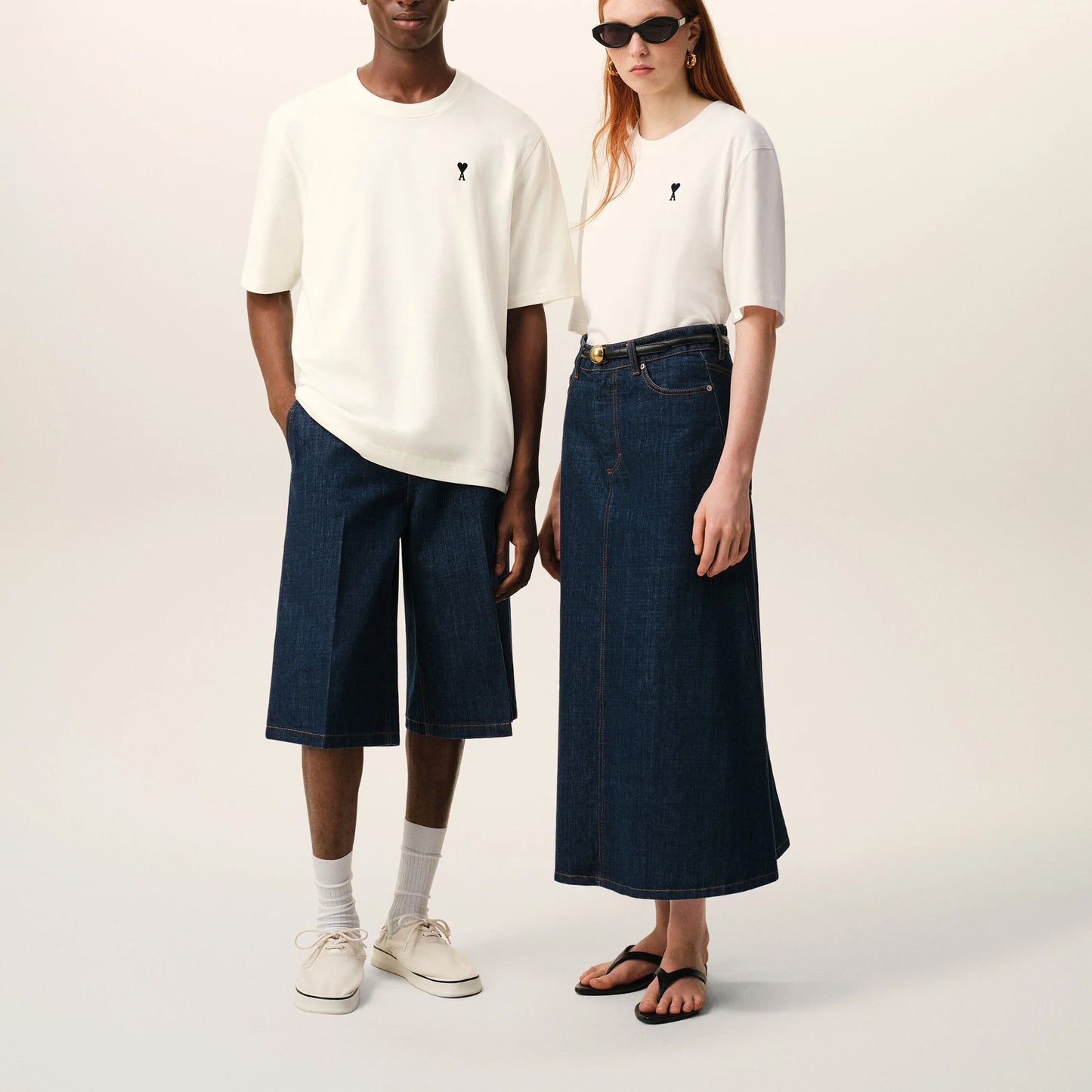 AMI Paris Boxy Fit ADC T-Shirt with Signature Print at Back UTS387.726 White