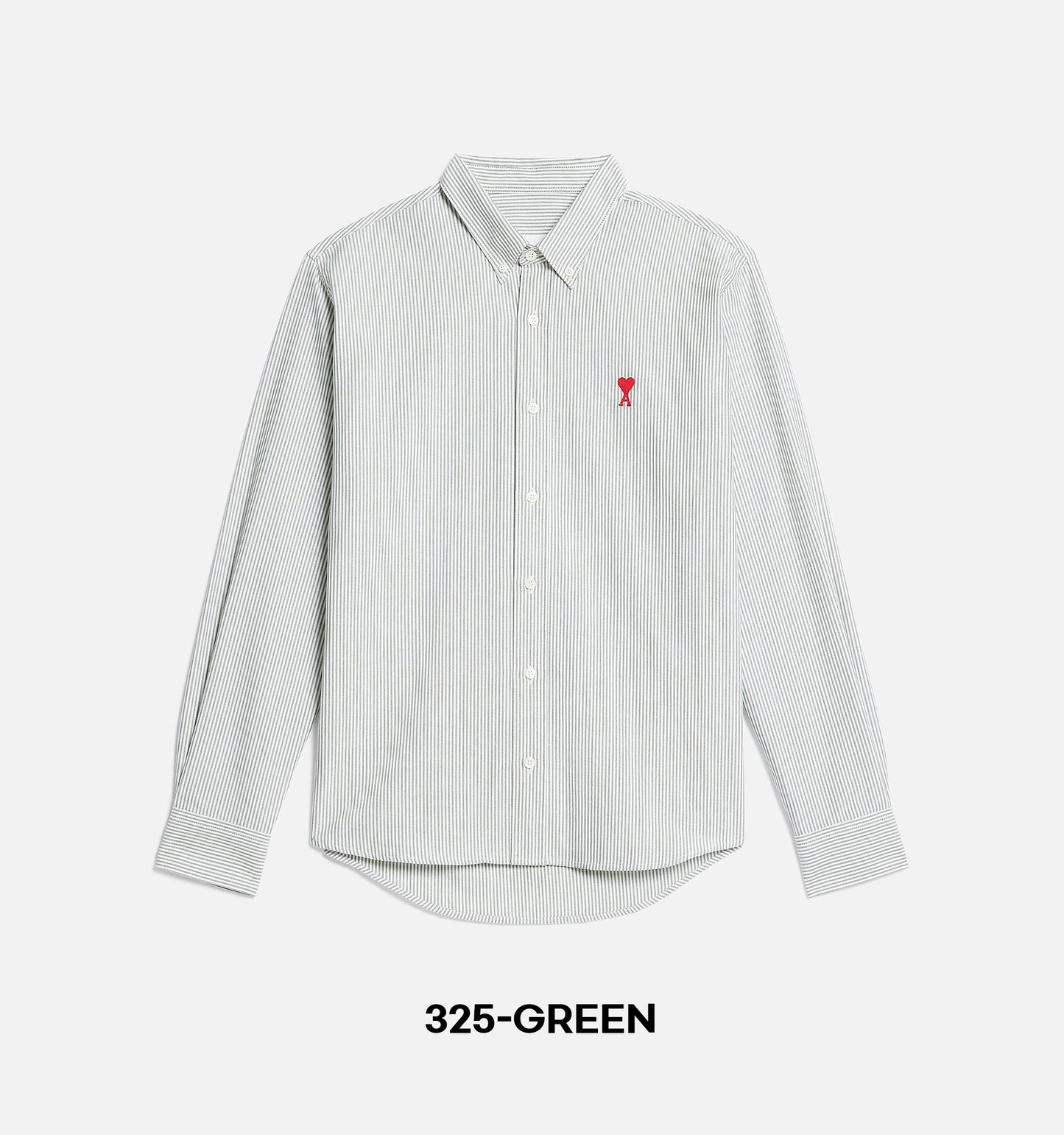 AMI Paris Heart Embroidery Striped Shirt (HSH113.CO0021)