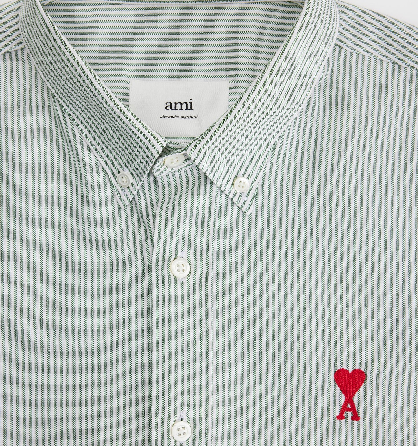 AMI Paris Heart Embroidery Striped Shirt (HSH113.CO0021)