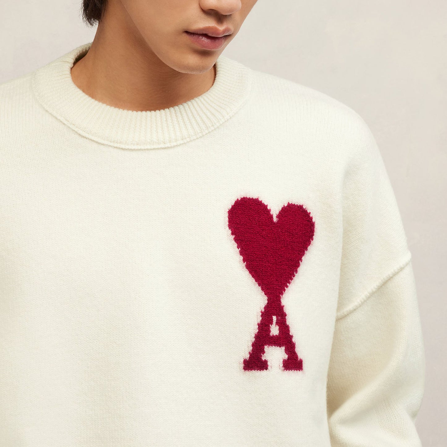 AMI Paris Big Heart Logo Wool Sweater (BFUKS006.018)