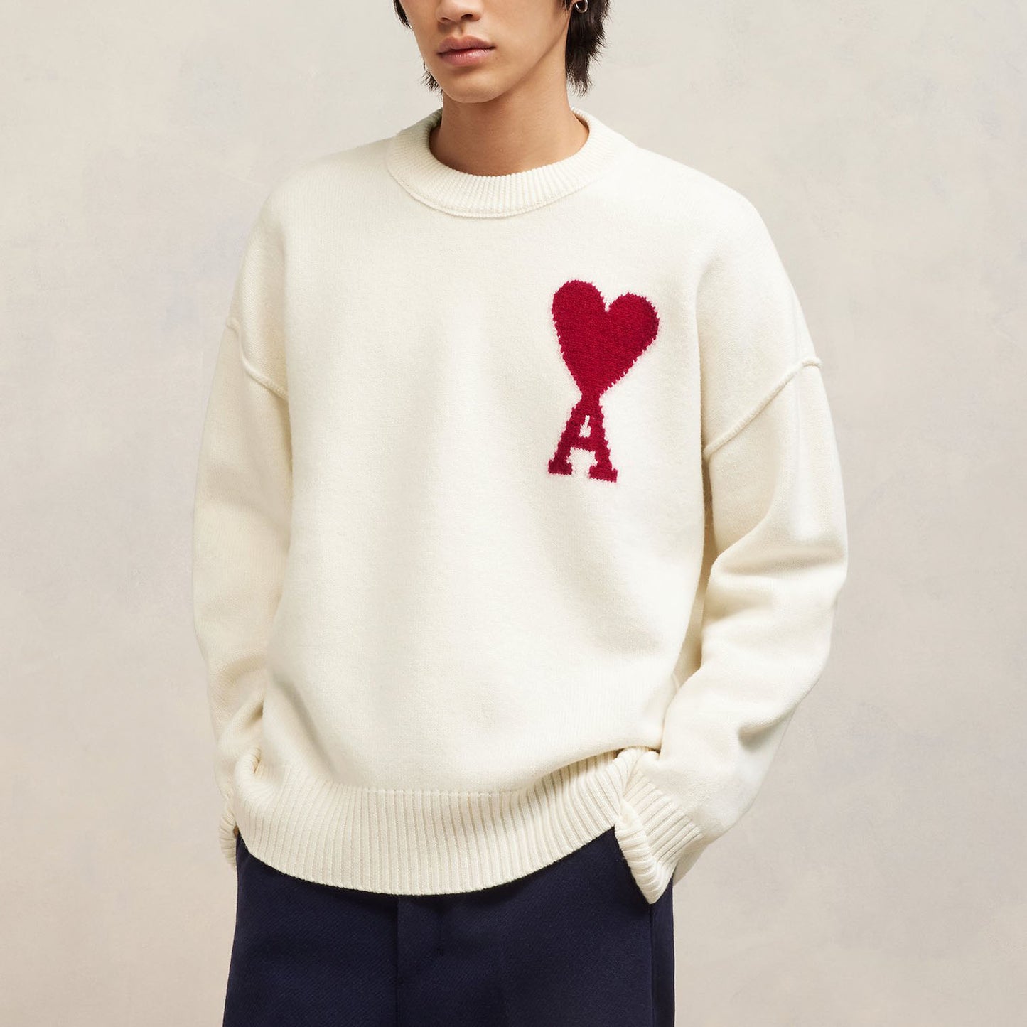 AMI Paris Big Heart Logo Wool Sweater (BFUKS006.018)