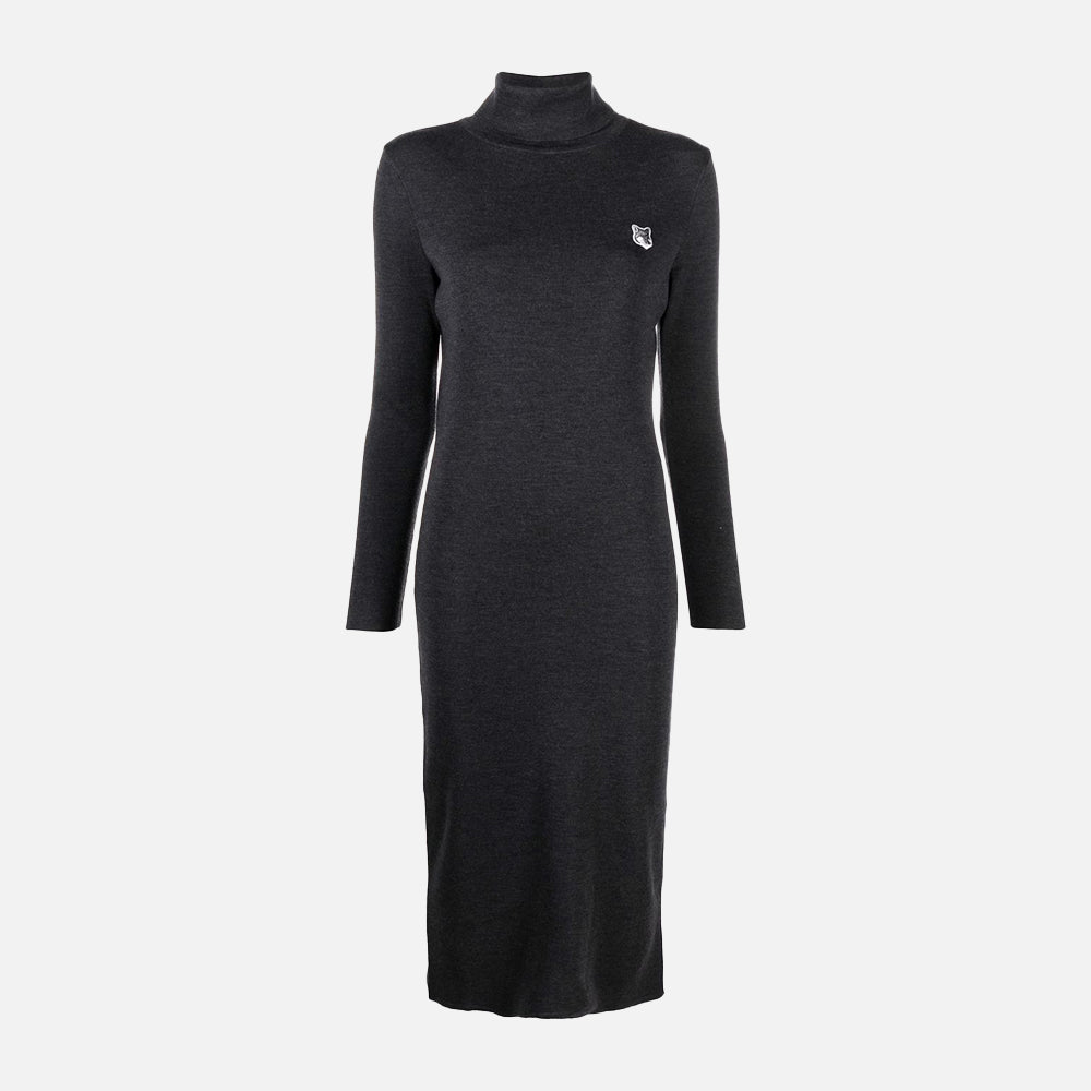 Maison Kitsuné Fox Head Patch Turtleneck Wool Dress (HW01610KT1036)