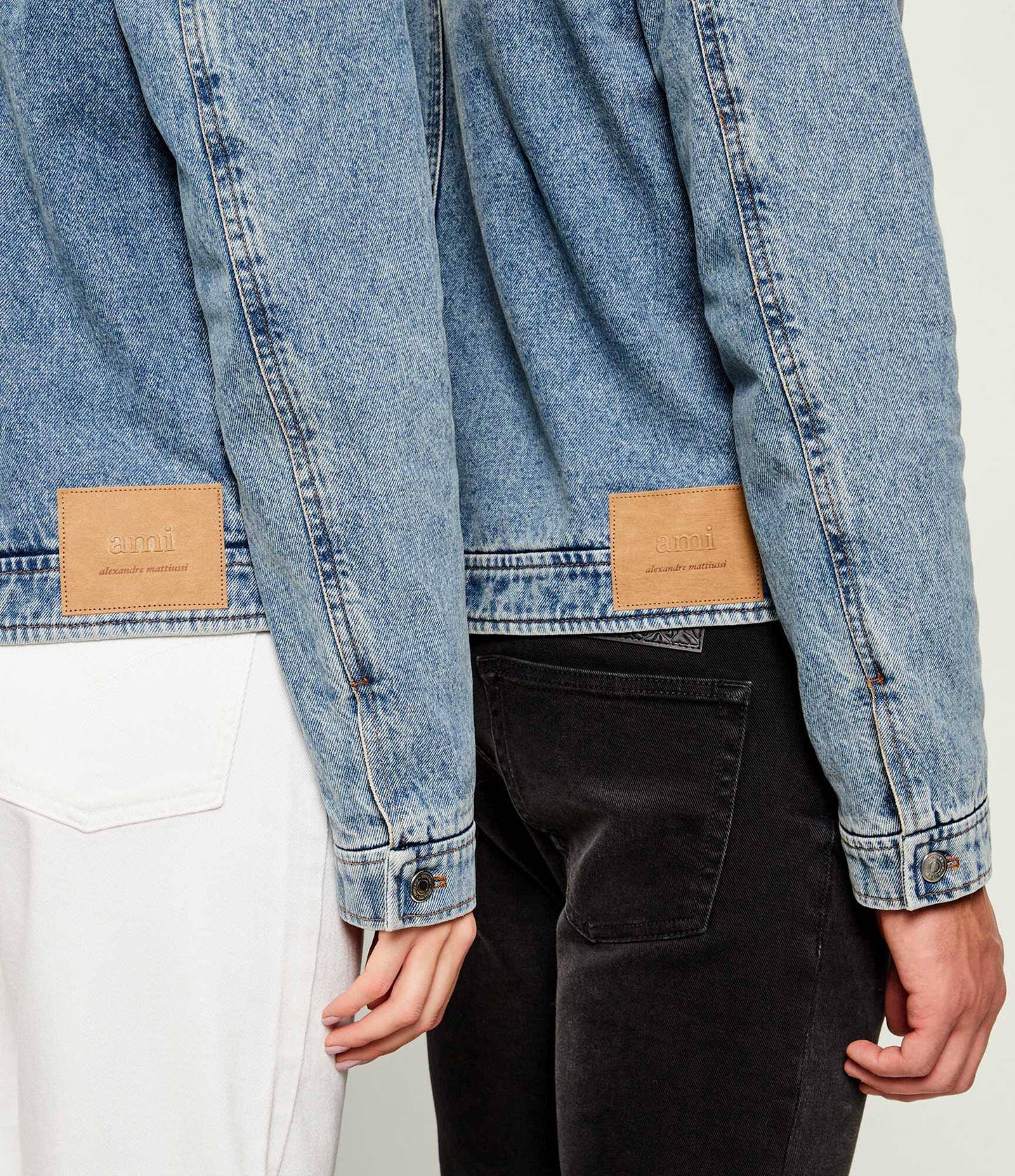 AMI Paris Contrasted Ami de Coeur Zipped Denim Jacket HJK835.DE0046 Blue