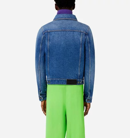 AMI Paris Men's Trucker Denim Jacket HJK207.601 (Mid Blue Indigo)