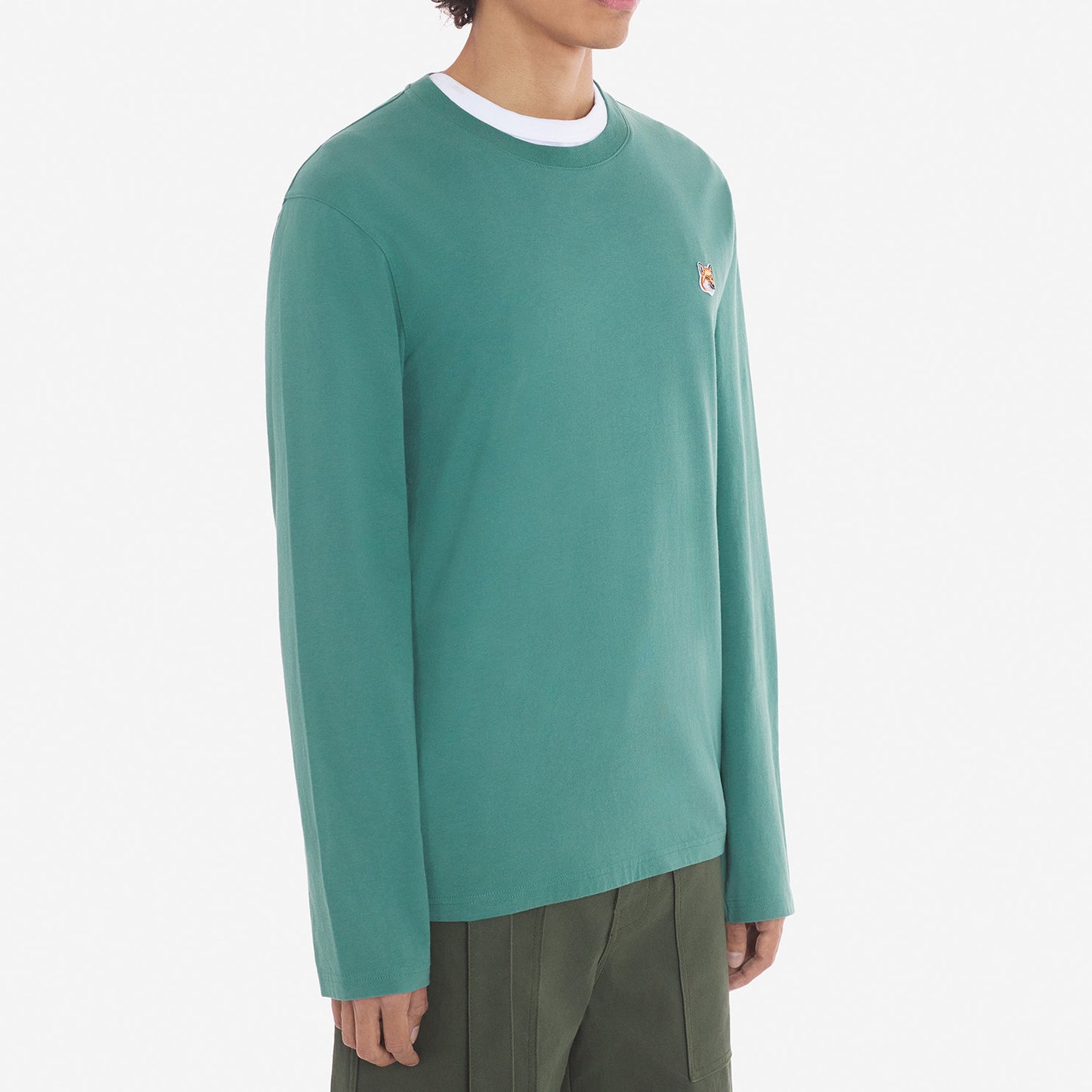 Maison Kitsuné Tricolor Fox Patch Long Sleeve Tee (LM00108KJ0008)
