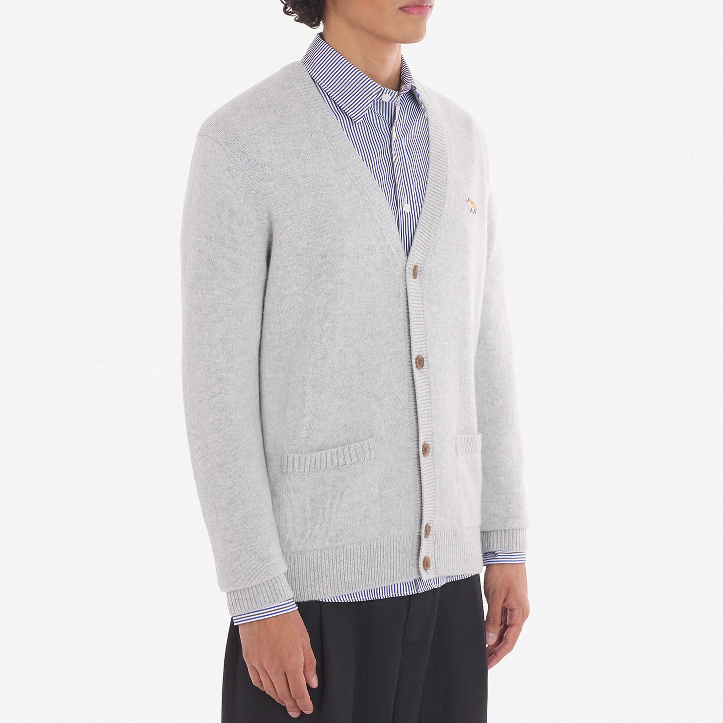 Maison Kitsuné Classic Fox Head Wool Cardigan (LM00507KT1006)