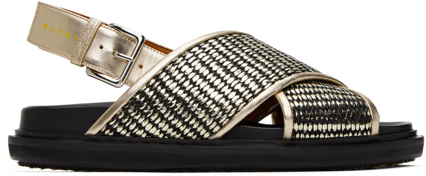 Gold & Black Fussbett Sandals