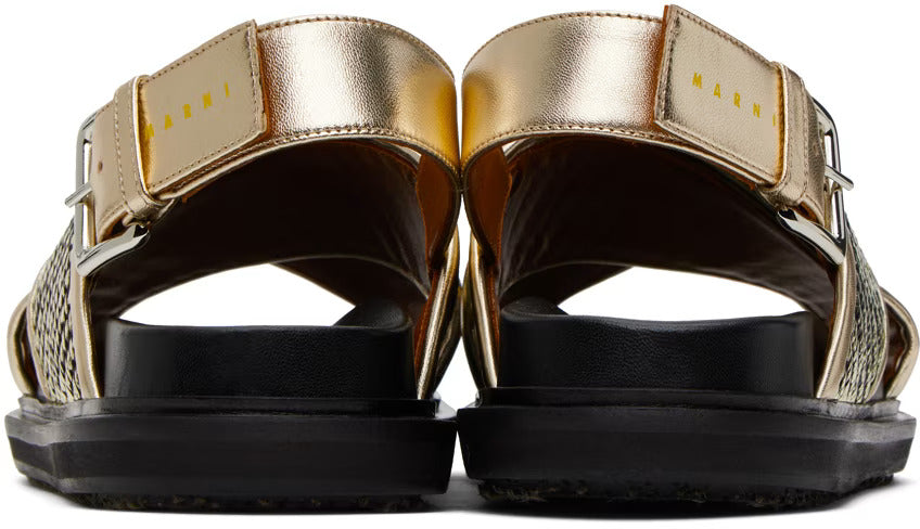 Gold & Black Fussbett Sandals