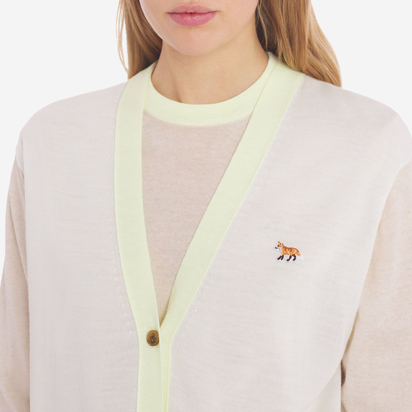 Maison Kitsuné Pastel Contrast Fox Head Cardigan (MW00505KT1036)