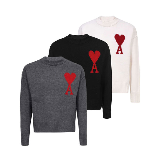 AMI Paris Big Heart Logo Wool Sweater (BFUKS006.018)