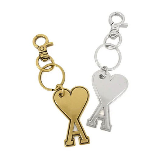 AMI PARIS Gold Brass Ami de Coeur Keyring (UKR906.369)