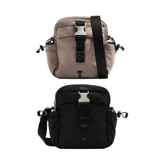 AMI Paris Compact Technical Crossbody Bag with Buckle (ULL181.AW0021)