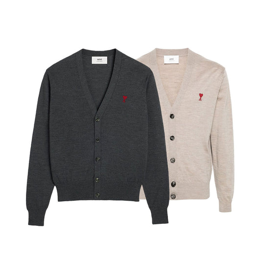 AMI Small Heart Logo Cardigan (HKC111.KN0025)