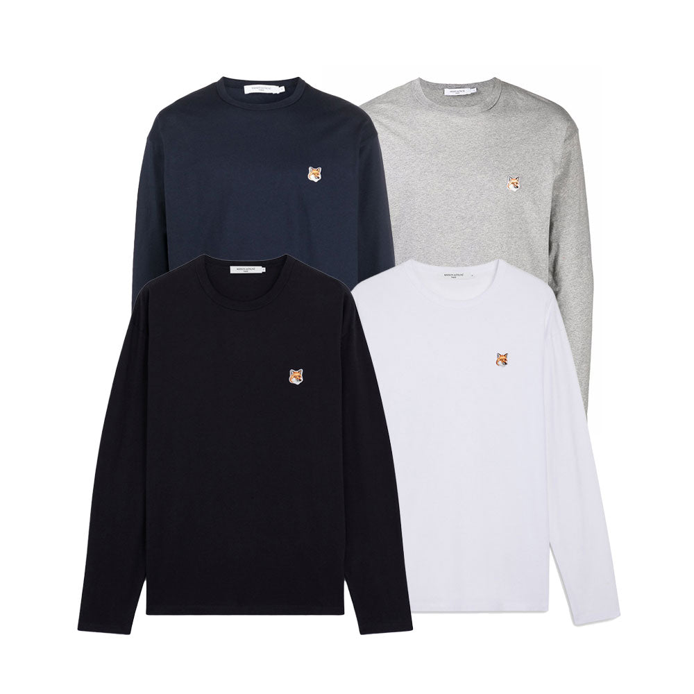 Maison Kitsuné Tricolor Fox Patch Long Sleeve Tee (FU00163KJ0010)