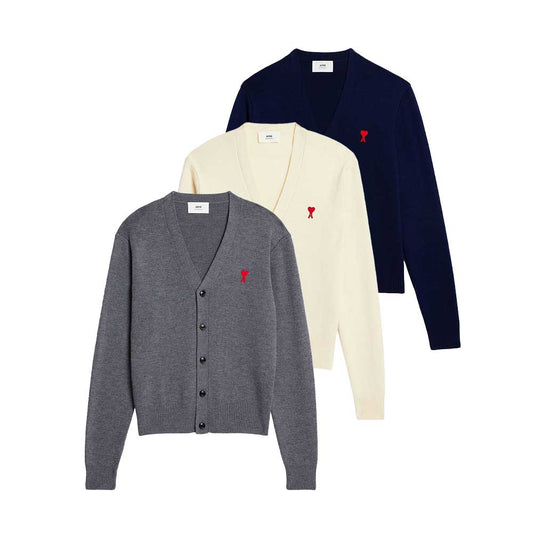 AMI Small Heart Wool Cardigan (HKC001.L001)