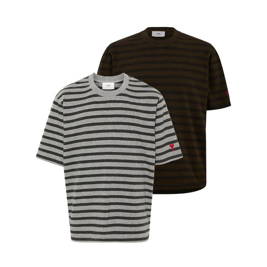 AMI Paris Oversized Stripe Logo Patch T-Shirt (HTS045.JE0084)