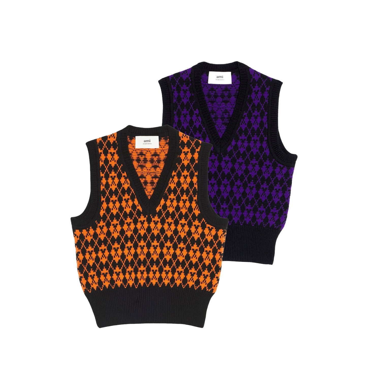 AMI Paris Ami de Coeur Wool Sweater Black/Purple (FKS730.030)