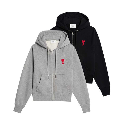 AMI Small Heart Logo Zipped Hoodie (USW404.747)