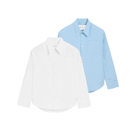 AMI Paris Long Sleeve Wide Shirt With Sharp Collar And Embossed Ami De Coeur USH808.CO0063
