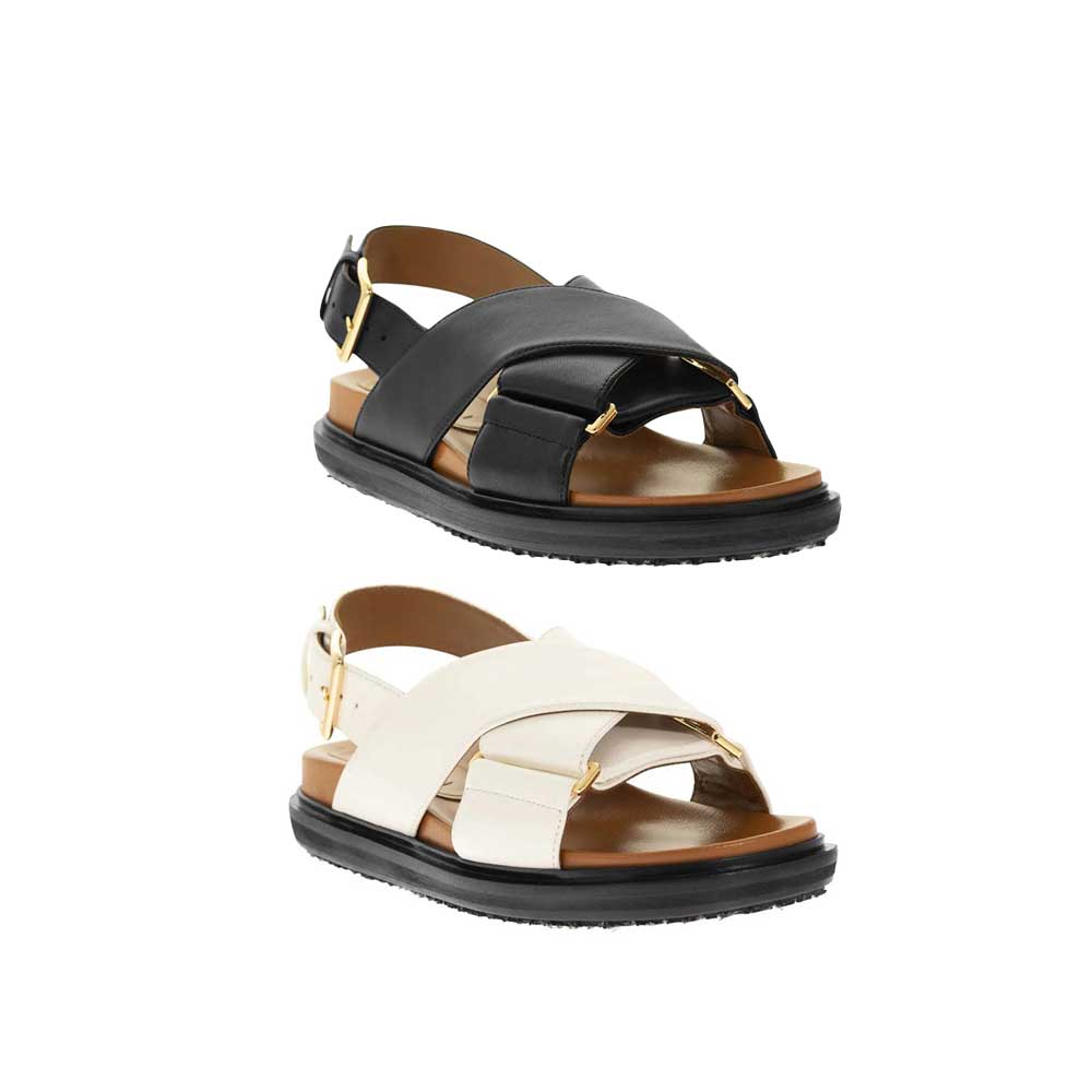 MARNI FUSSBETT CRISSCROSS LEATHER SANDALS (FBMS005201)