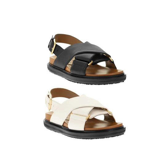 MARNI FUSSBETT CRISSCROSS LEATHER SANDALS (FBMS005201)