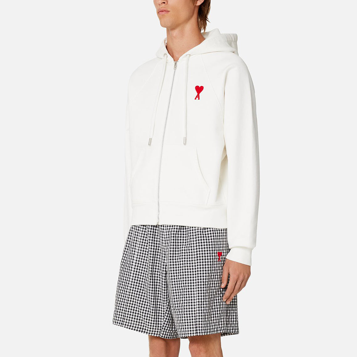 AMI Small Heart Logo Zipped Hoodie (USW404.747)