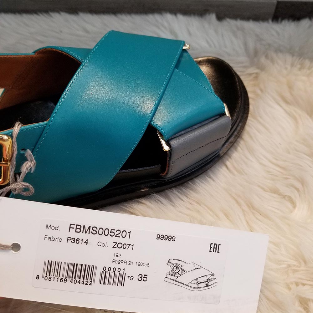 Marni Fussbett Leather Cross-Strap Sandals (FBMS005201 P3614)