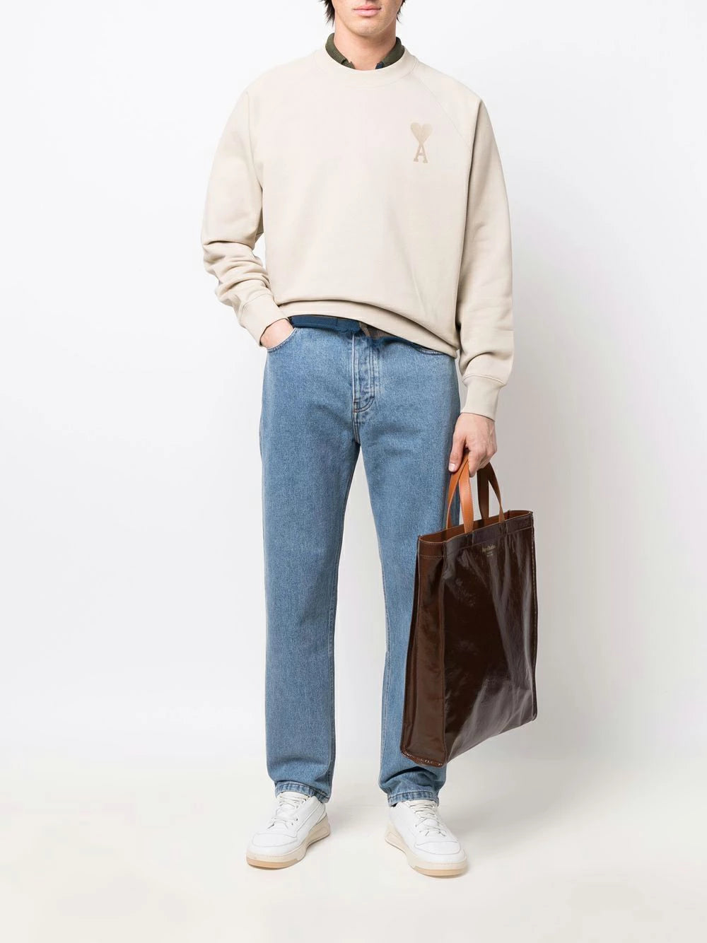 AMI Paris Straight Fit Denim Pants (E22HTR002.603)