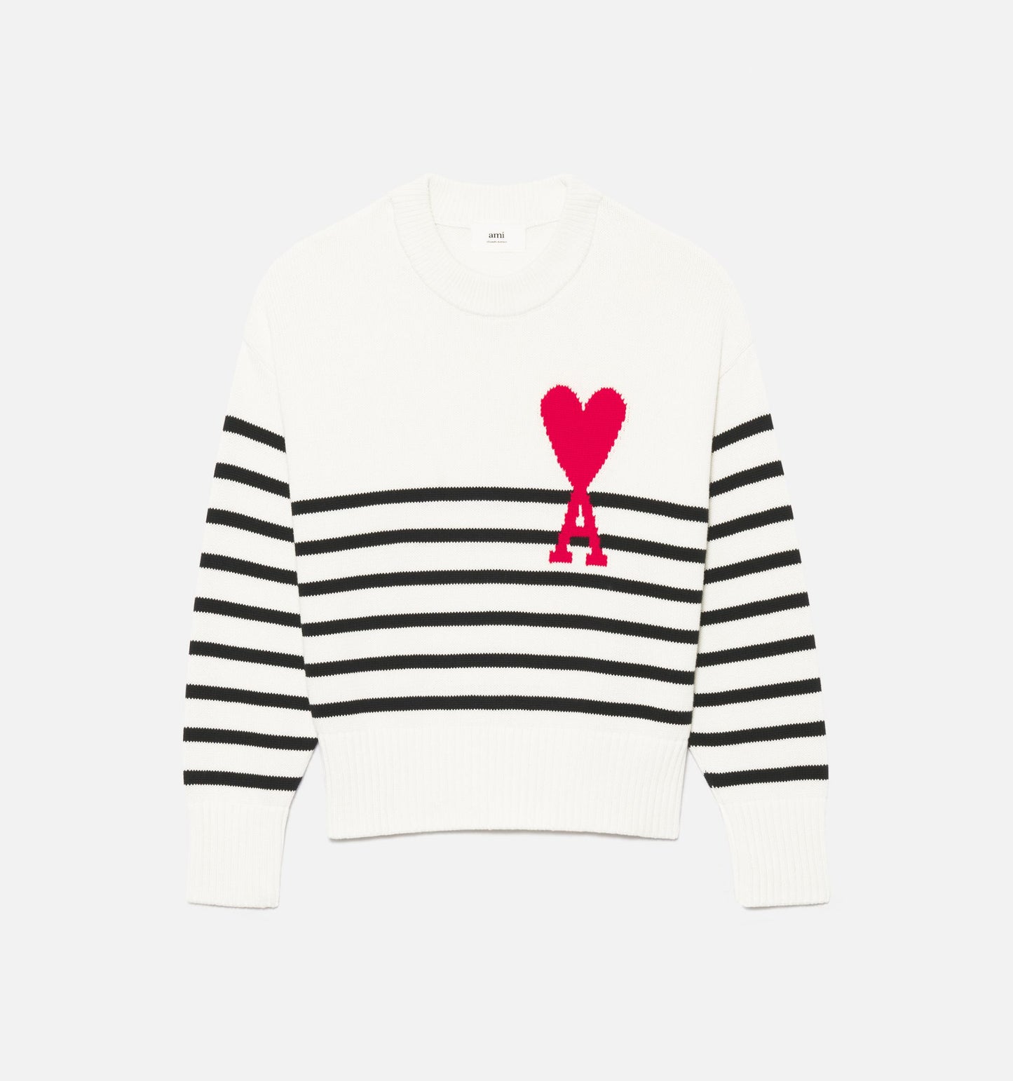 AMI Big Heart Logo Stripe Knit Sweater (E22UKS004.016)