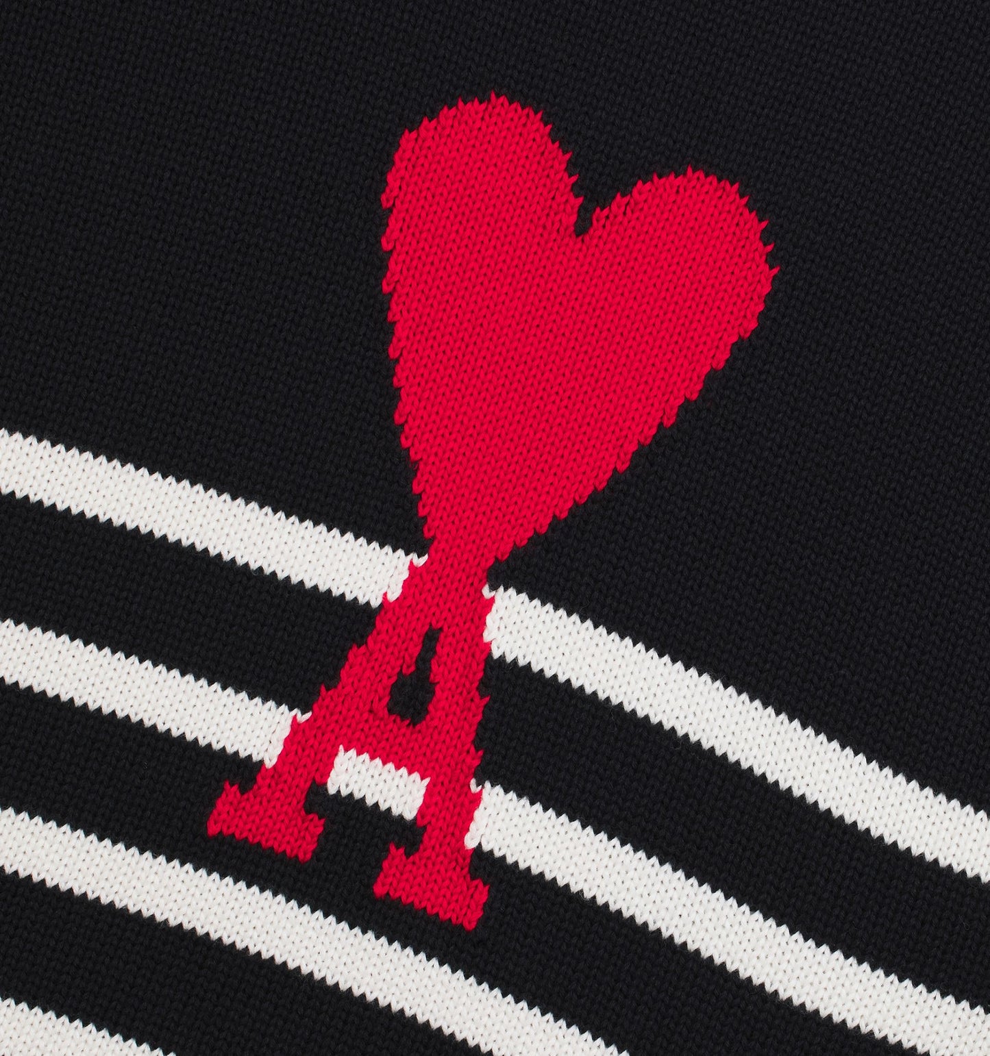 AMI Big Heart Logo Stripe Knit Sweater (E22UKS004.016)