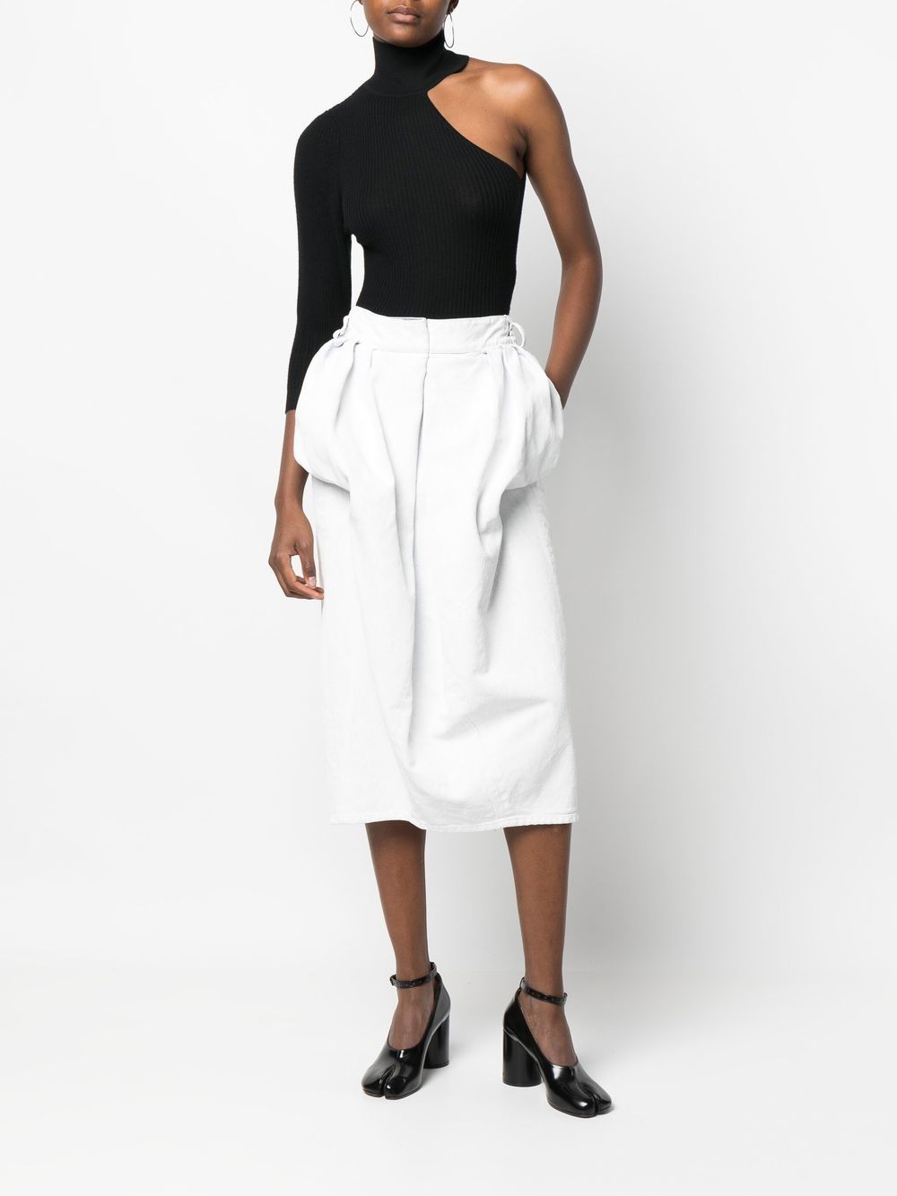 Maison Margiela Crack Denim Gathered Midi Skirt (SI0MA0005)