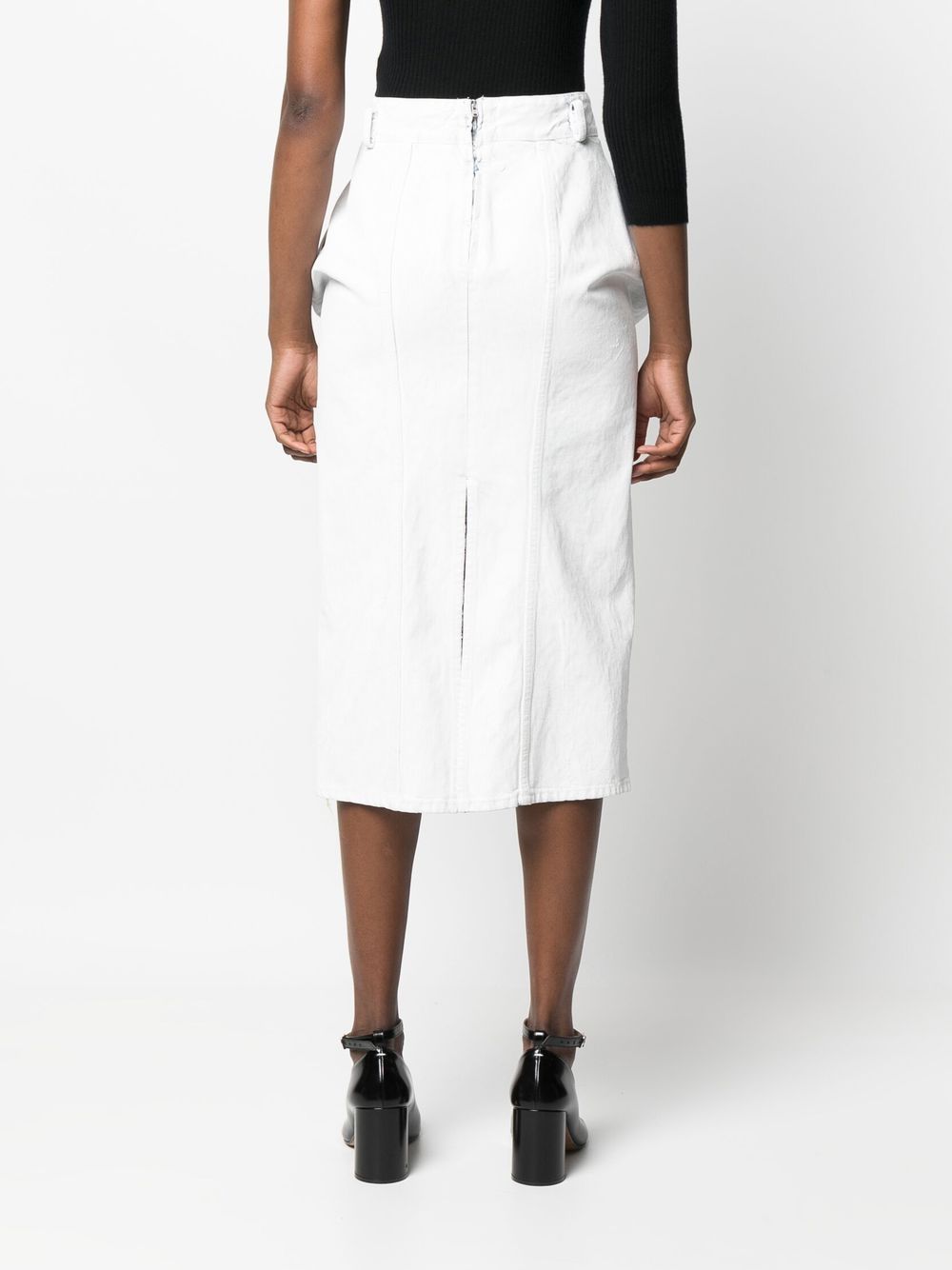 Maison Margiela Crack Denim Gathered Midi Skirt (SI0MA0005)