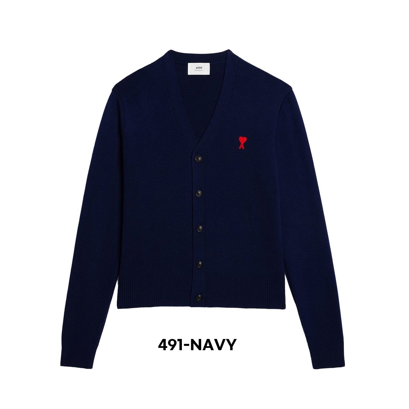 AMI Small Heart Wool Cardigan (HKC001.L001)